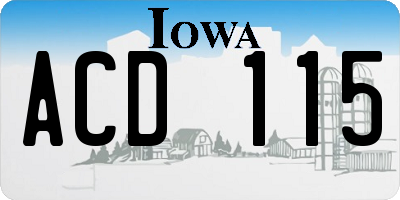 IA license plate ACD115
