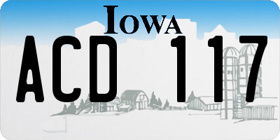 IA license plate ACD117