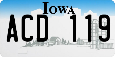 IA license plate ACD119