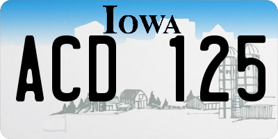 IA license plate ACD125