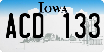 IA license plate ACD133