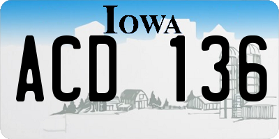 IA license plate ACD136