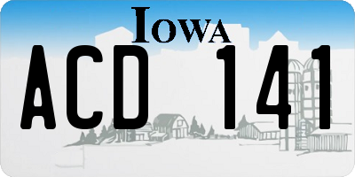 IA license plate ACD141
