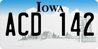 IA license plate ACD142