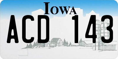 IA license plate ACD143