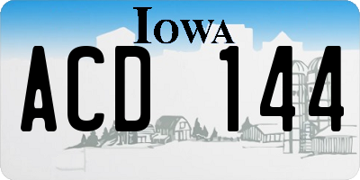 IA license plate ACD144
