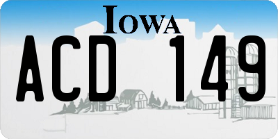 IA license plate ACD149