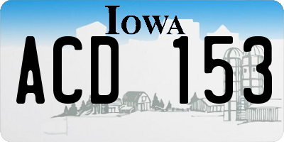 IA license plate ACD153