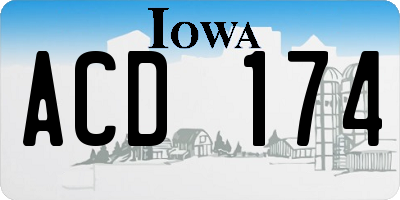 IA license plate ACD174