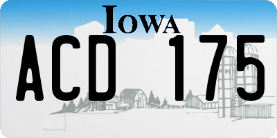 IA license plate ACD175