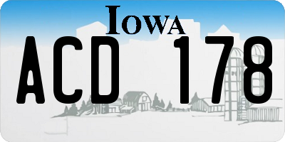 IA license plate ACD178