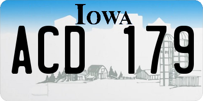 IA license plate ACD179