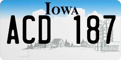 IA license plate ACD187