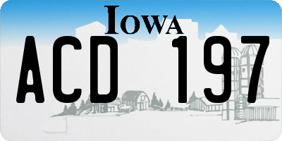 IA license plate ACD197