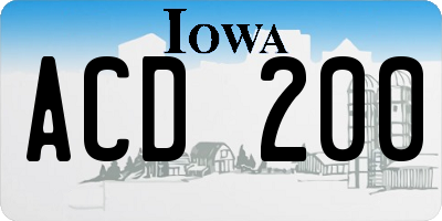 IA license plate ACD200
