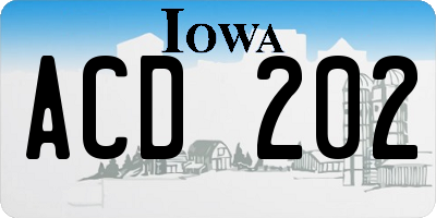 IA license plate ACD202