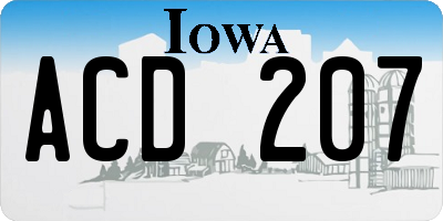 IA license plate ACD207