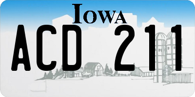 IA license plate ACD211