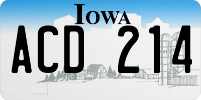 IA license plate ACD214