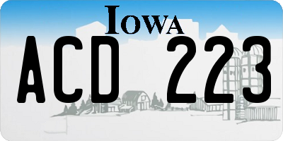 IA license plate ACD223
