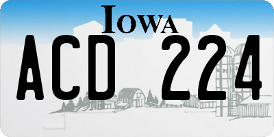 IA license plate ACD224