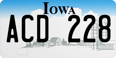 IA license plate ACD228