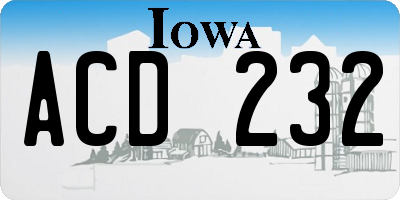IA license plate ACD232