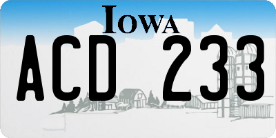 IA license plate ACD233