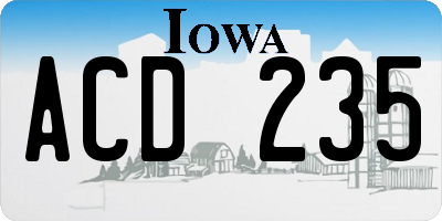 IA license plate ACD235