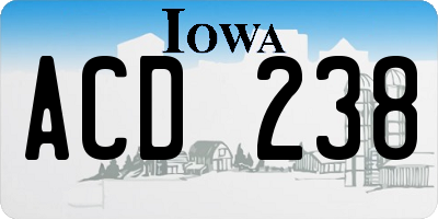 IA license plate ACD238
