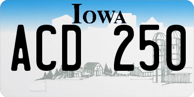 IA license plate ACD250