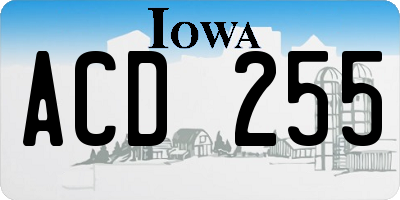IA license plate ACD255
