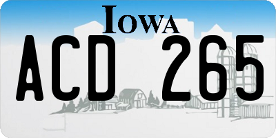 IA license plate ACD265