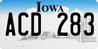 IA license plate ACD283