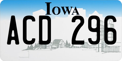 IA license plate ACD296