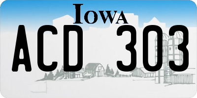 IA license plate ACD303