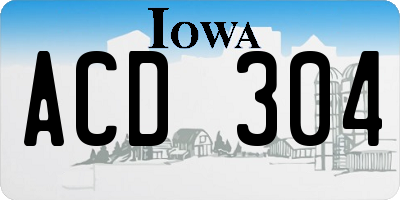IA license plate ACD304