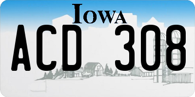 IA license plate ACD308