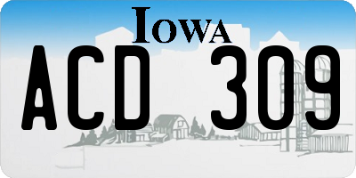 IA license plate ACD309