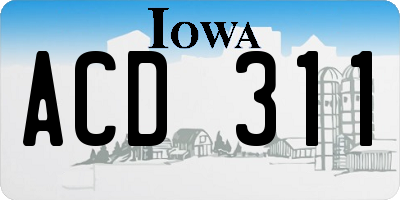 IA license plate ACD311