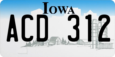 IA license plate ACD312