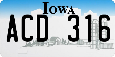 IA license plate ACD316
