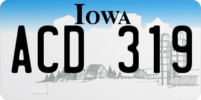 IA license plate ACD319