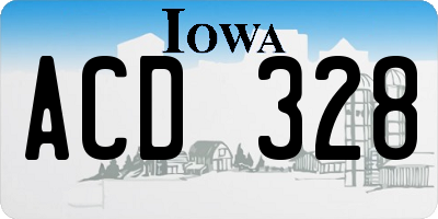 IA license plate ACD328