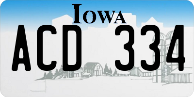 IA license plate ACD334