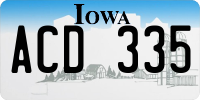 IA license plate ACD335