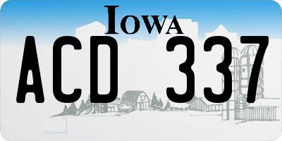 IA license plate ACD337