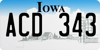 IA license plate ACD343