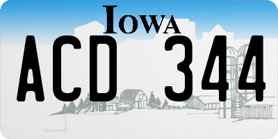 IA license plate ACD344