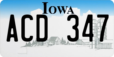 IA license plate ACD347